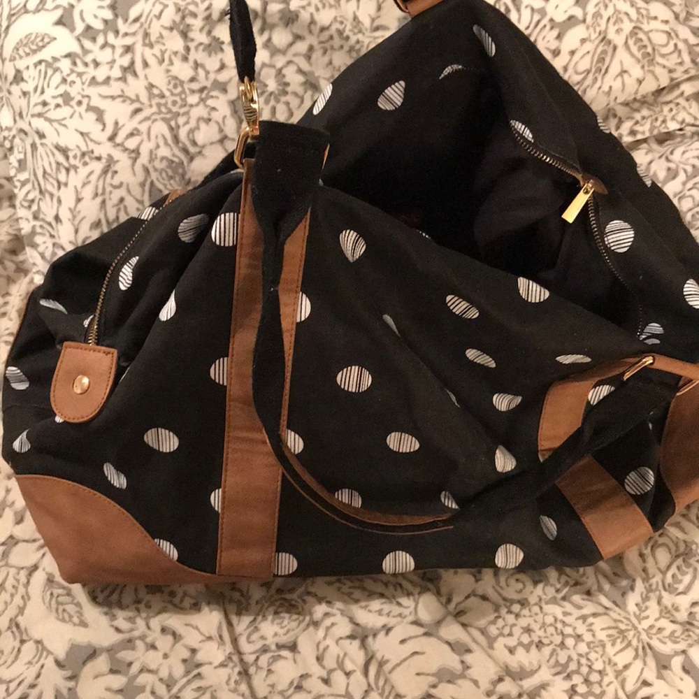 Polka dot duffel bag